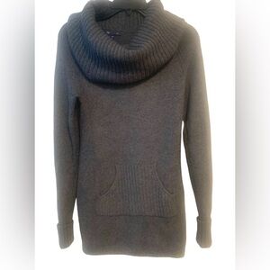 Gap Gray Cotton Blend Cowl Neck Tunic Sweater Pouch Pocket Front Size XS